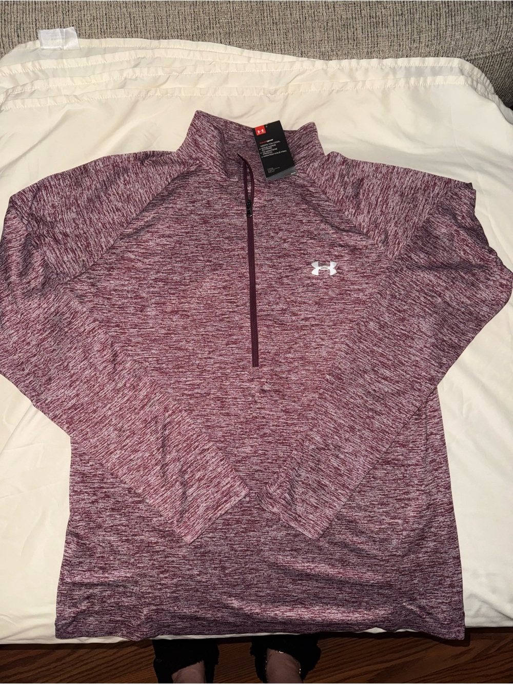 Under Armour Maroon Heather Quarter-Zip Long Sleeve Top